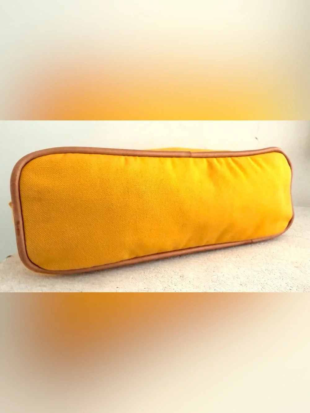 HERMÈS Bolide MM Yellow Canvas Cosmetic Travel Pouch Makeup Case France